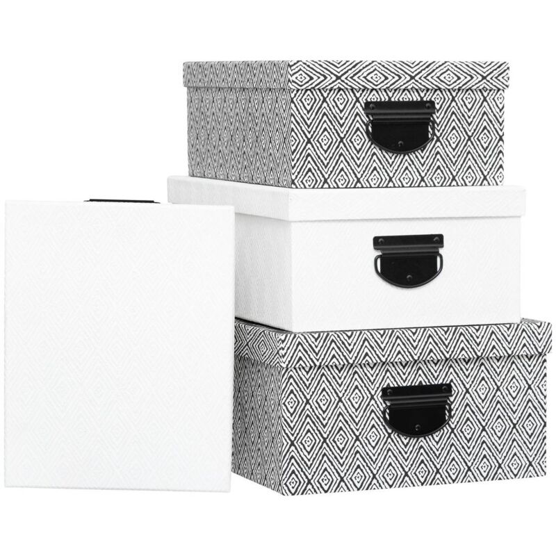 foto del prodotto 5five simply smart 4 scatole di immagazzinaggio in bianco e nero 5five