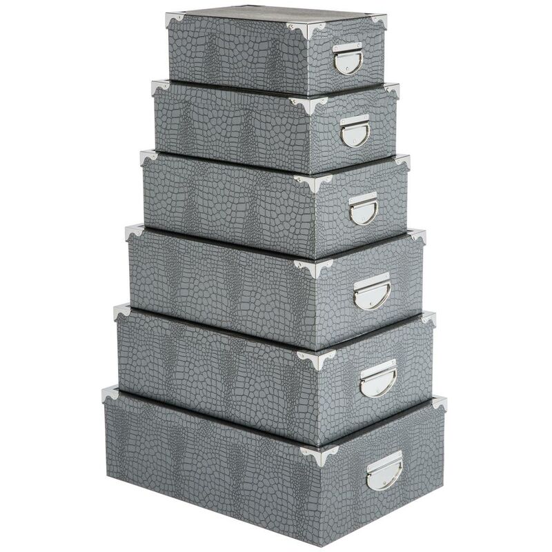 foto del prodotto 5five simply smart 6 barattoli angolari grigi croco 5five
