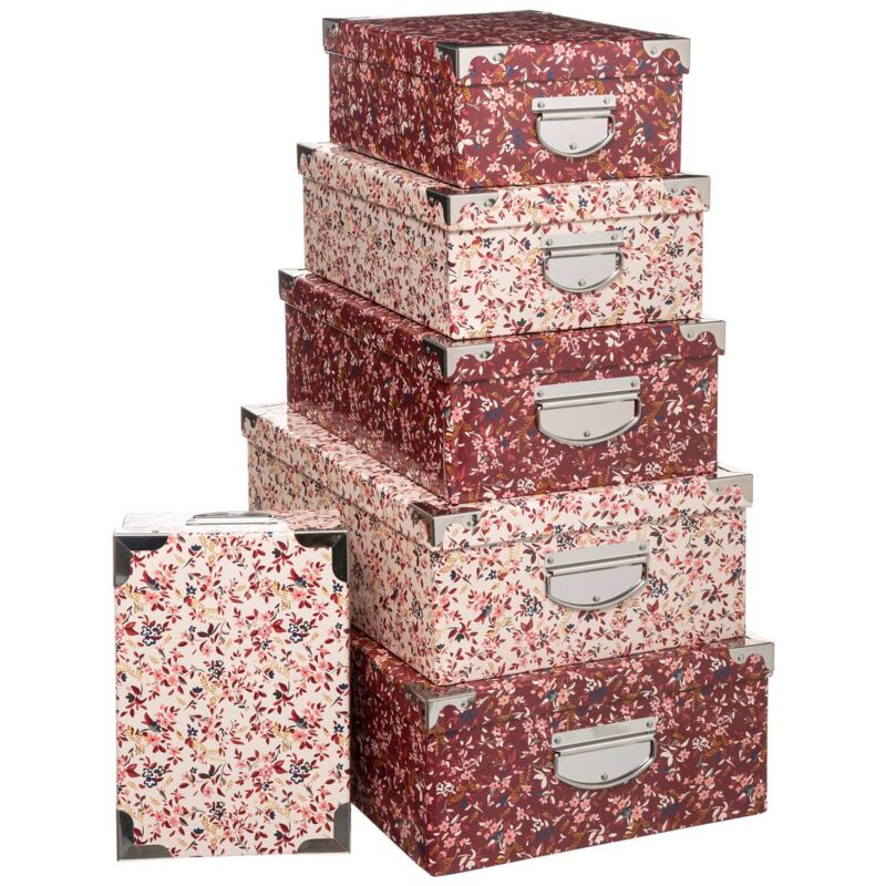 foto del prodotto 5five simply smart 6 scatole delicatesse con angoli in metallo rosa 5five