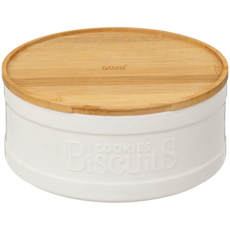 foto del prodotto 5five simply smart biscottiera natur o in ceramica bianca 5five