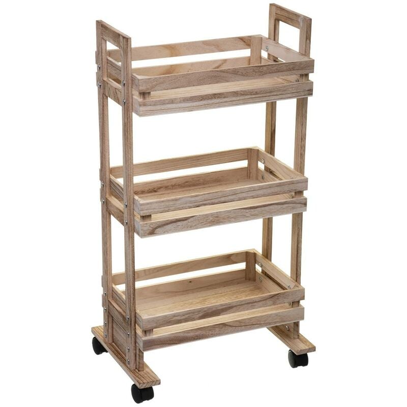 foto del prodotto 5five simply smart carrello in legno a 3 piani su rotelle 5five