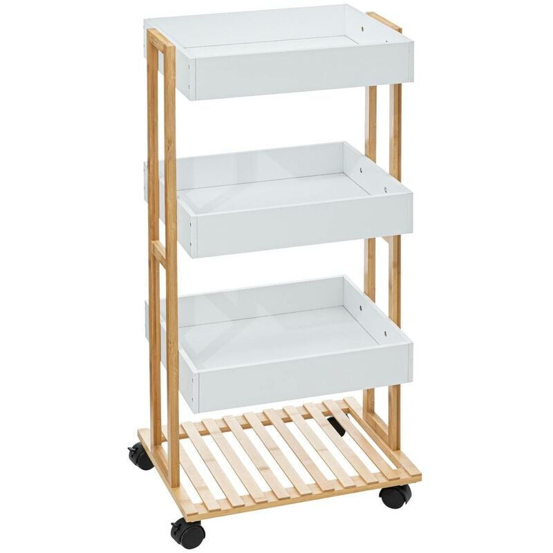 foto del prodotto 5five simply smart carrello natur o a 4 livelli su rotelle in bamb bianco 5five
