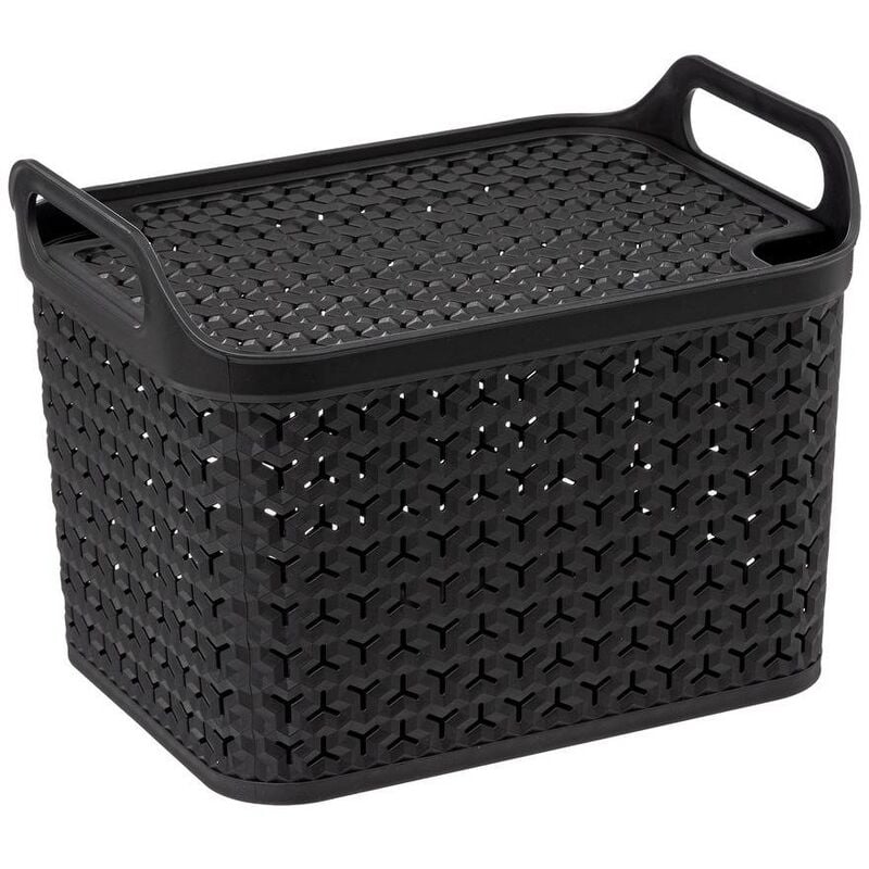 foto del prodotto 5five simply smart cestino forato in plastica con coperchio 12l nero 5five