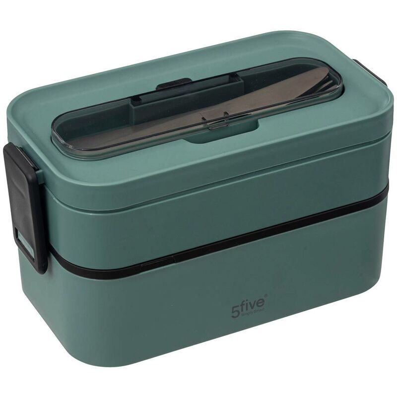 foto del prodotto 5five simply smart cestino per il pranzo a doppio scomparto con posate 5five