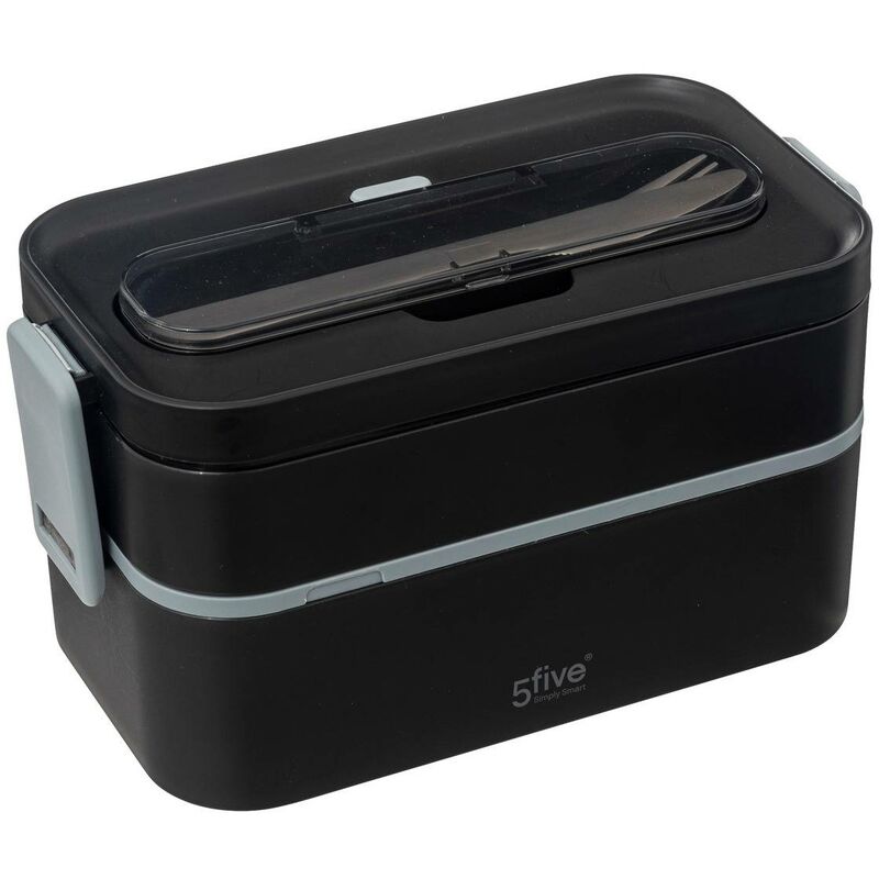 foto del prodotto 5five simply smart - cestino per il pranzo a doppio scomparto con posate - 5five