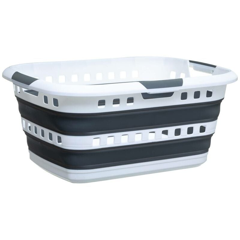 foto del prodotto 5five simply smart cesto pieghevole per biancheria 45l hugger grigio e bianco 5five
