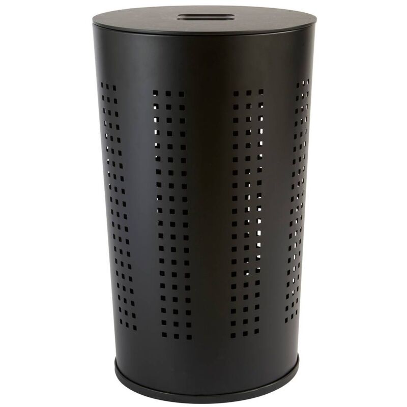 foto del prodotto 5five simply smart cesto portabiancheria glass in metallo e legno nero 45l 5five