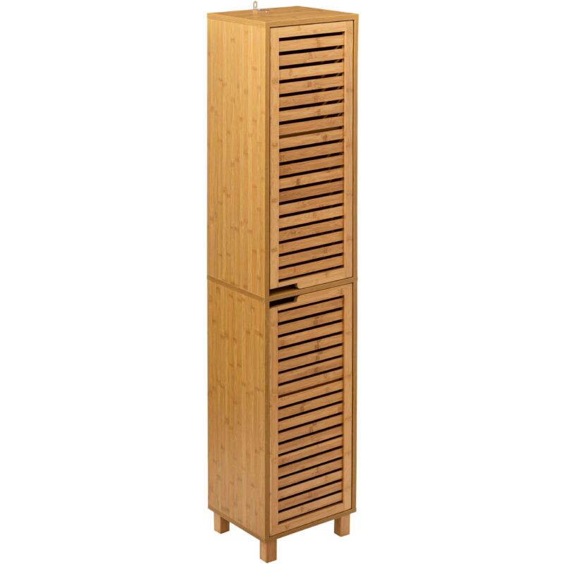 foto del prodotto 5five simply smart colonna da bagno sicela con gambe in stile bamboo naturale marrone con 2 ante e vano contenitore interno 33x168x28 cm
