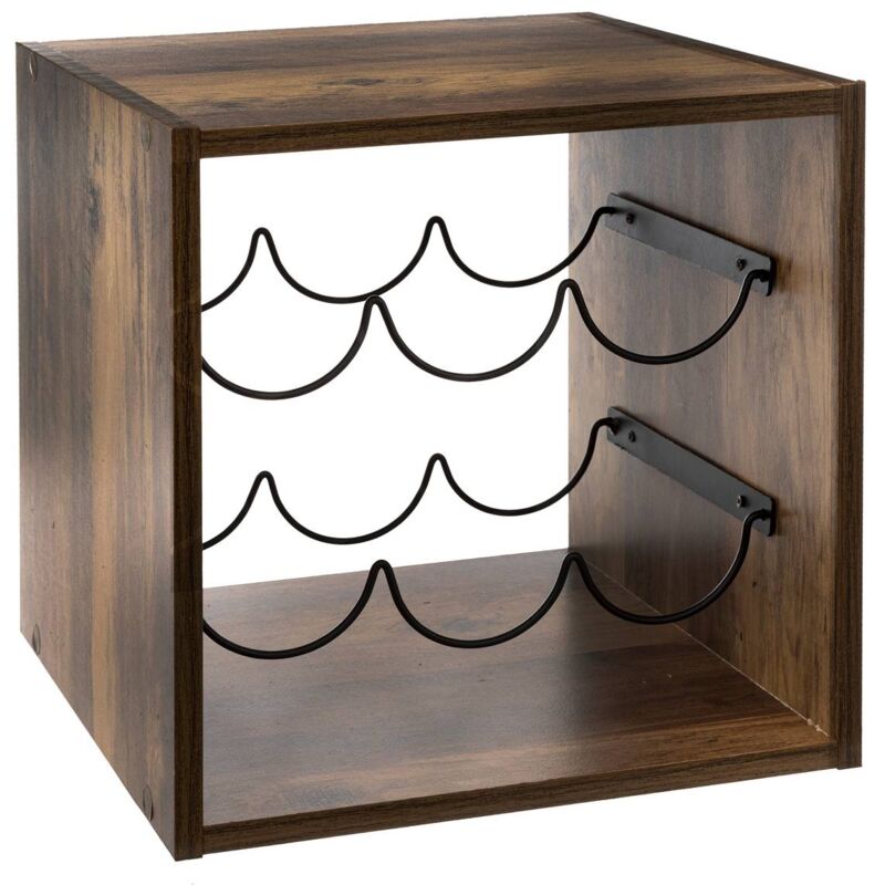 foto del prodotto 5five simply smart contenitore indus mix n modul da 6 bottiglie effetto legno scuro 5five