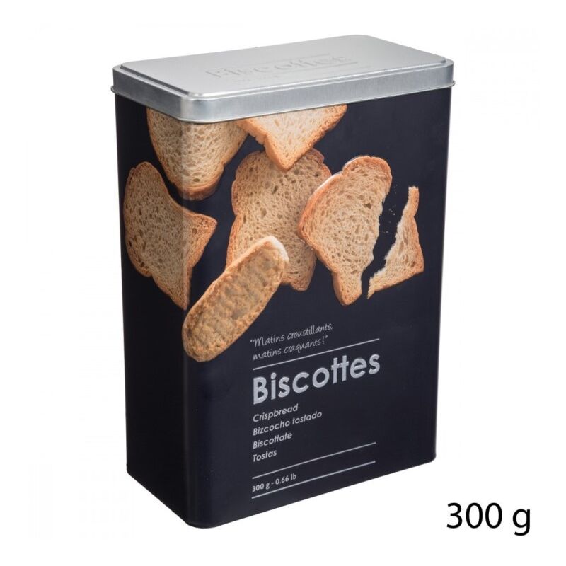 foto del prodotto 5five simply smart contenitore per fette biscottate in ferro con rilievo nero 300g 18x10x h24,5 cm