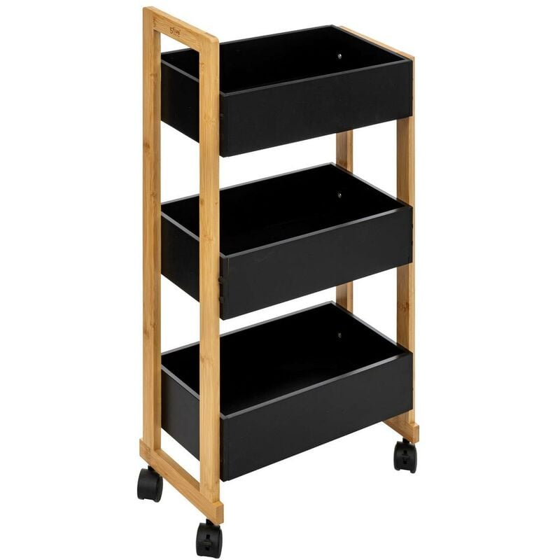 foto del prodotto 5five simply smart credenza a 3 livelli natur o con rotelle, acacia nera 5five