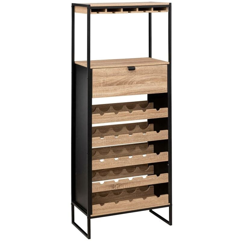foto del prodotto 5five simply smart mobile bar aliaj x25 bottiglie effetto rovere naturale 5five
