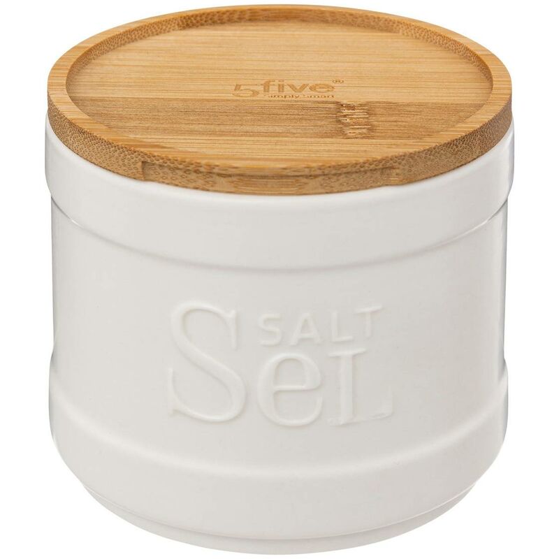 foto del prodotto 5five simply smart scatola di sale in ceramica bianca natur o 5five