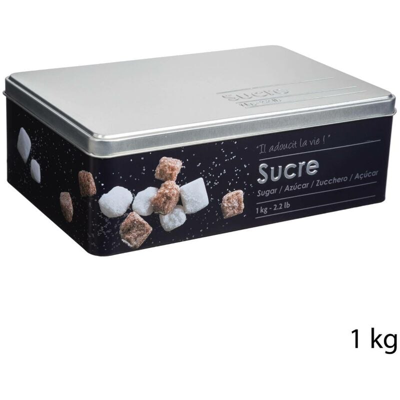 foto del prodotto 5five simply smart - scatola per zollette di zucchero in metallo black edition nero - 5five