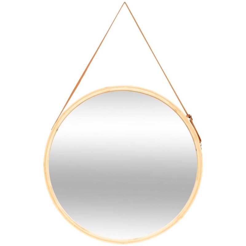 foto del prodotto 5five simply smart - specchio da parete rotondo con cinturino in pelle d50cm - 5five