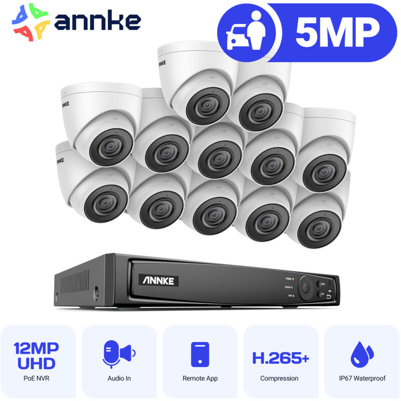 foto del prodotto 5mp kit videosorveglianza 16ch nvr 12 telecamera intelligenti microfono visione notturna telecamera sistema di sorveglianza eseterno annke