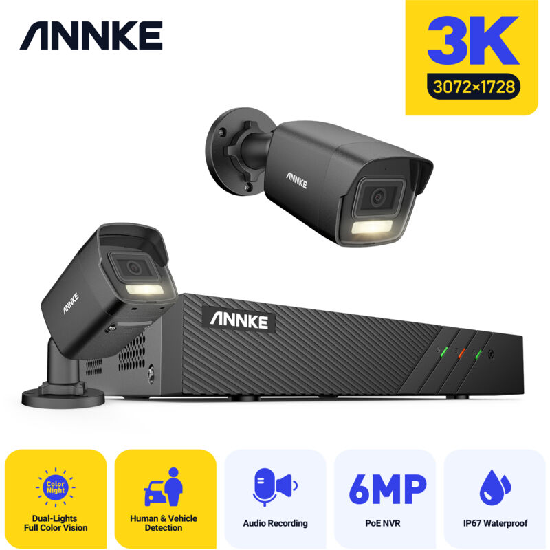 foto del prodotto 5mp kit videosorveglianza poe nvr 2x 5mp telecamera doppia luce intelligente visione notturna sistema di sicurezza - annke