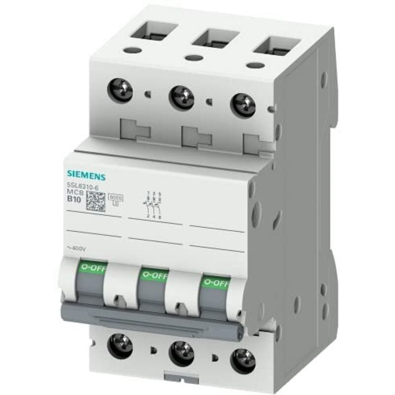 foto del prodotto 5sl63106 interruttore magnetotermico 3 poli 10 a 400 v - siemens