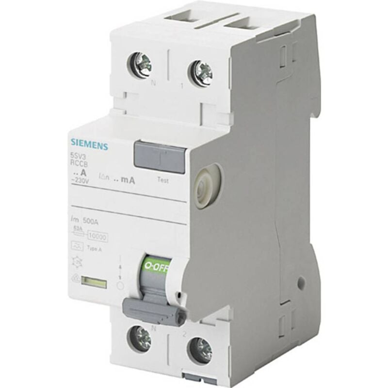 foto del prodotto 5sv33126kl interruttore differenziale a 2 poli 25 a 0.03 a 230 v siemens