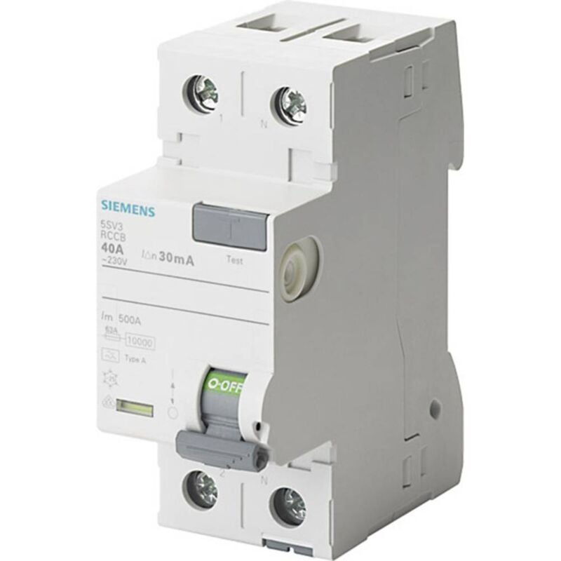 foto del prodotto 5sv33146 interruttore differenziale a 2 poli 40 a 0.03 a 230 v siemens