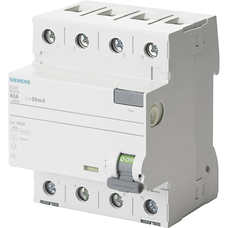 foto del prodotto 5sv33446 interruttore differenziale a 4 poli 40 a 0.03 a 400 v siemens