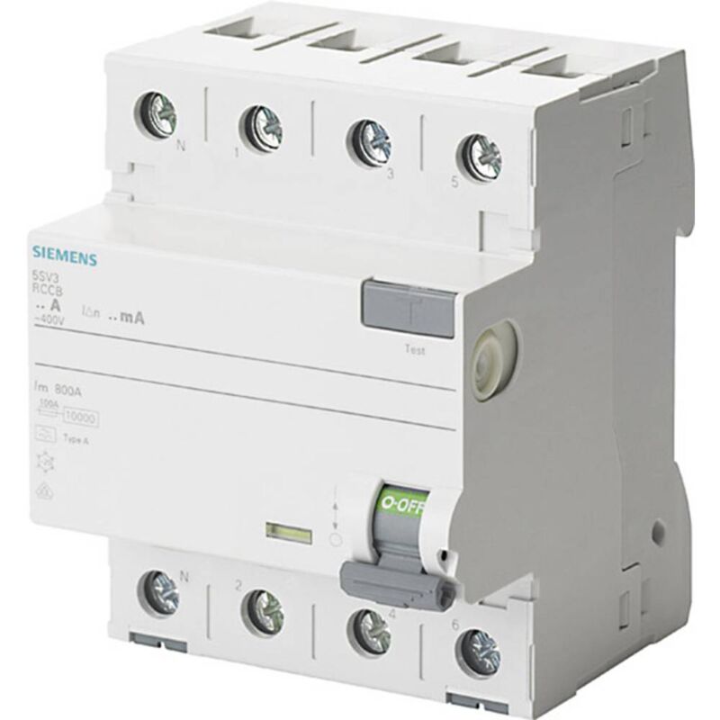 foto del prodotto 5sv33446kl interruttore differenziale a 4 poli 40 a 0.03 a 400 v siemens