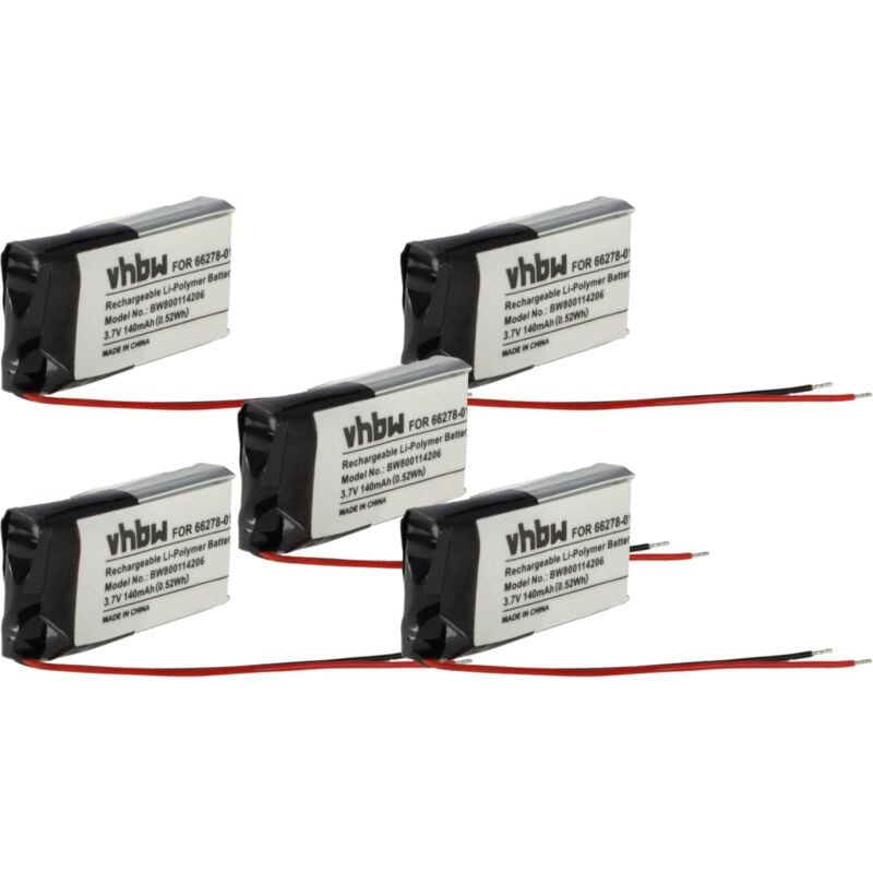 foto del prodotto 5x batteria compatibile con plantronics cs70, cs70 n, cs70n auricolari cuffie wireless 140mah, 3,7v, li poly vhbw