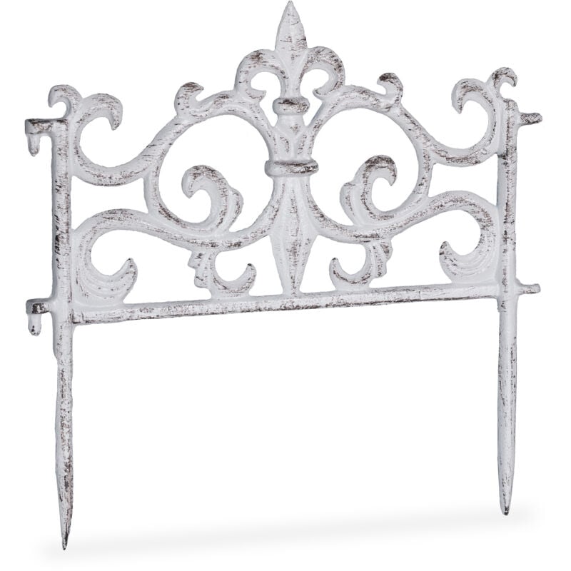 foto del prodotto 5x bordura per aiuole, vintage, singole parti, con paletti per il fissaggio, recinzione deco, 27x27, bianco