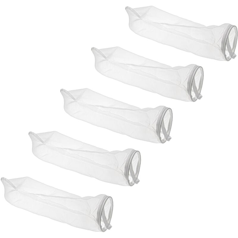 foto del prodotto 5x calza filtrante universale compatibile con acquari, piscine, skimmer sacchetto filtrante, nylon, 18 x 81 cm, 100 micron, bianco vhbw