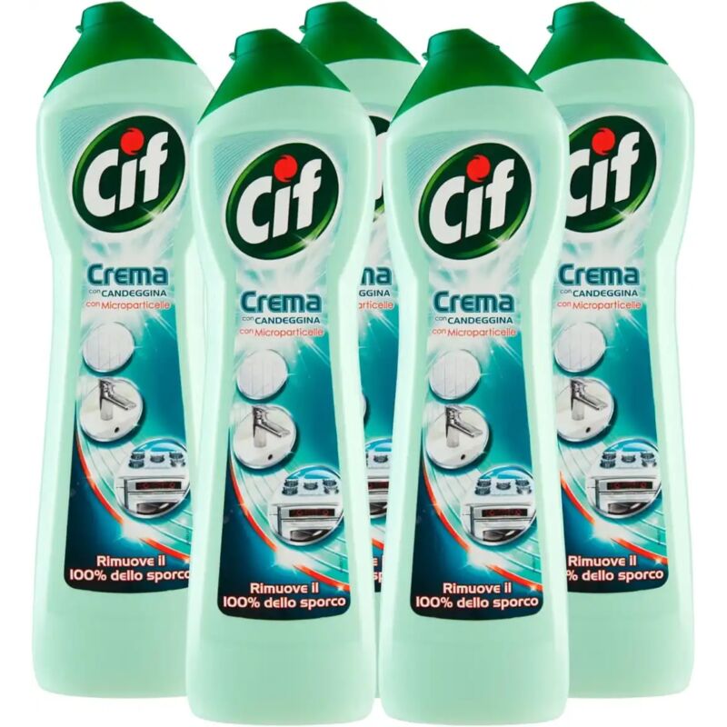 foto del prodotto 5x cif detergente in crema con candeggina e microparticelle 5 flaconi da 500 ml