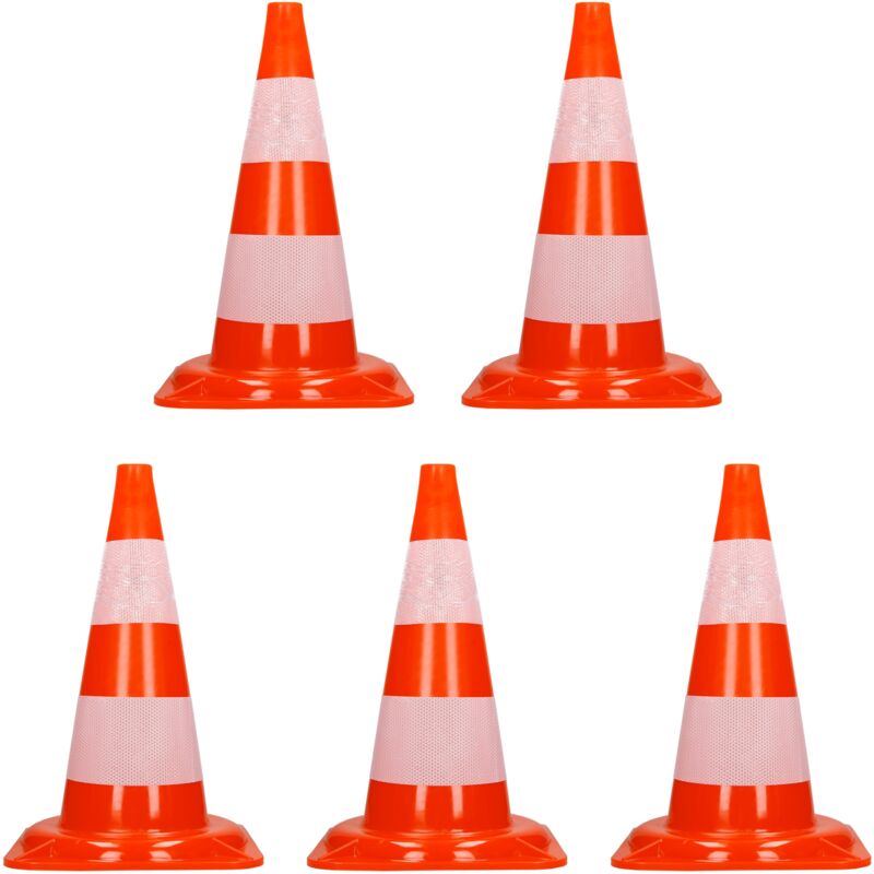 foto del prodotto 5x cono segnaletico spartitraffico pilone traffico stradale 47 cm arancione bianco piloni strisce riflettenti avvertimento di traffico cono di