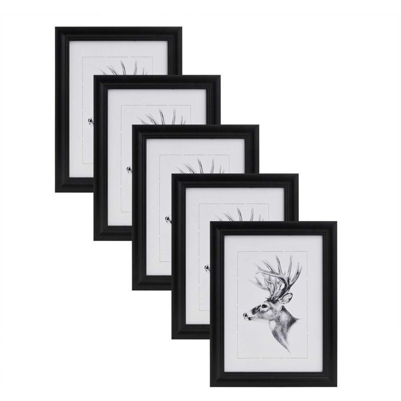 foto del prodotto 5x cornice foto da tavolo da muro 10x15cm, nero woltu