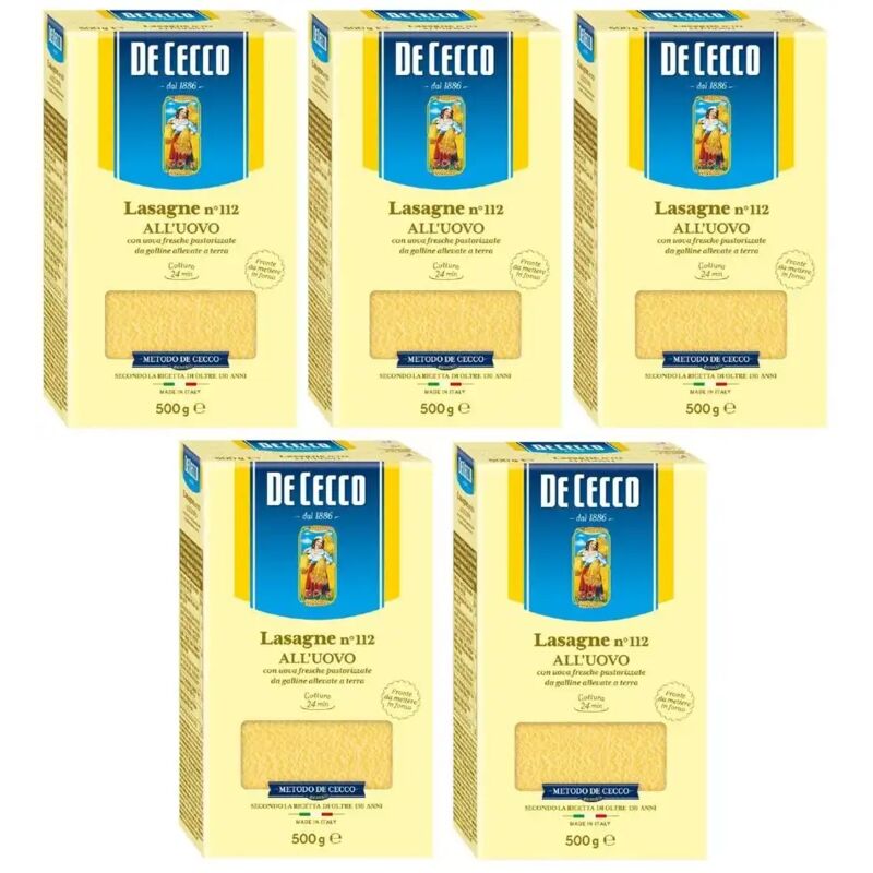 foto del prodotto 5x de cecco lasagne all uovo no.112 confezione da 500 g 2,5 kg 