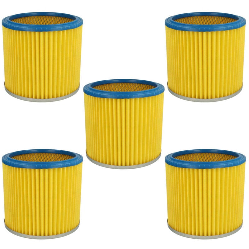 foto del prodotto 5x filtro a pieghe piatte compatibile con g de 16703, 16707, extra 2000, 16803, 16709, 16830, jazz automatic, 16805 aspirapolvere - blu giallo
