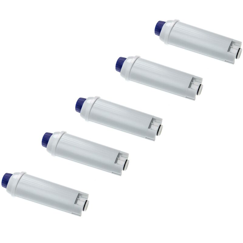 foto del prodotto 5x filtro dell acqua compatibile con delonghi ecam 24.450.s, ecam 25.452.b macchina da caff automatica, macchinetta per espresso bianco blu