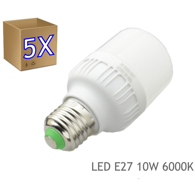 foto del prodotto 5x lampadine a led 10w e27 luz 6000k fria bianca jandei