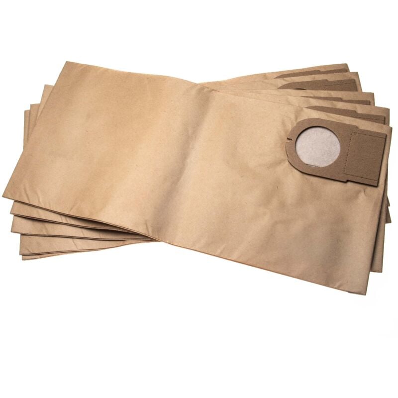 foto del prodotto 5x sacchetto sostituisce metabo 6.31348, 631348000 per aspirapolvere carta, 51,3cm x 24,1cm marrone vhbw