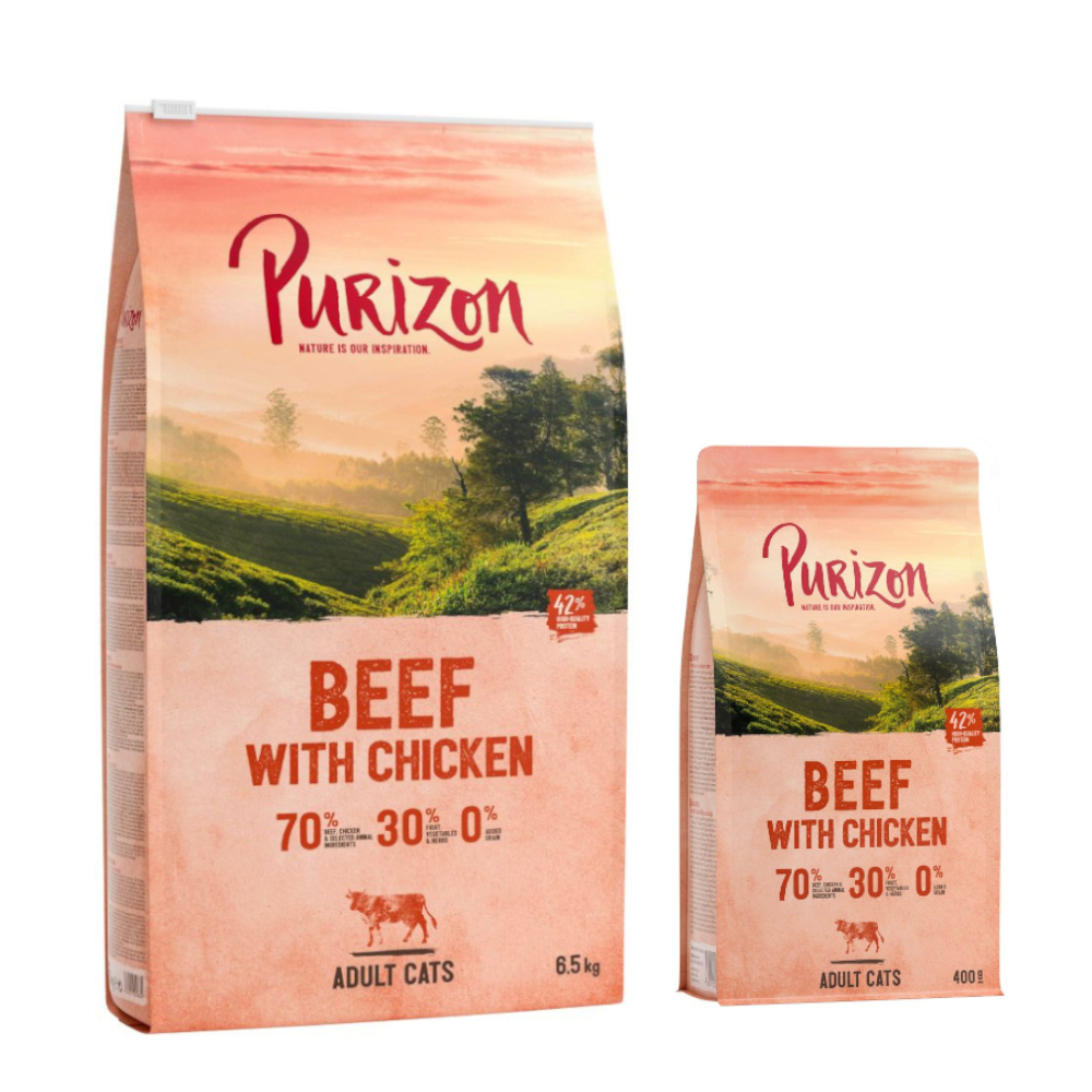 foto del prodotto 6,5 kg purizon 800 g gratis crocchette per gatti adult manzo pollo