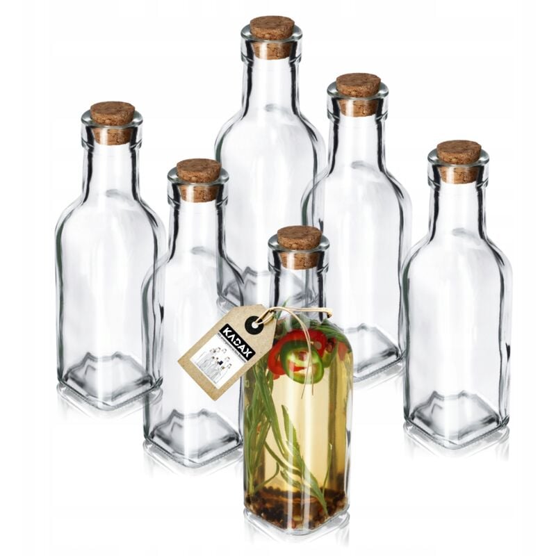 foto del prodotto 6 bottiglie in vetro da 175 ml, bottiglie di aceto di olio d'oliva con tappo per olio d'oliva - kadax