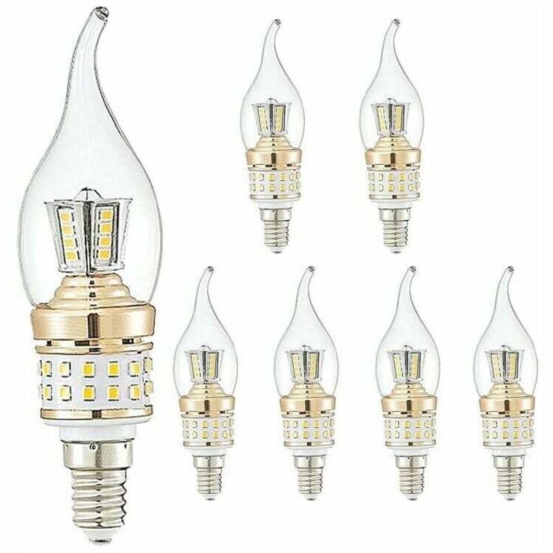 foto del prodotto 6 confezioni di lampadine a candela led e14 da 10 w, piccole lampadine a candela led, non dimmerabili, bianco freddo 6000 k, lampade vintage a