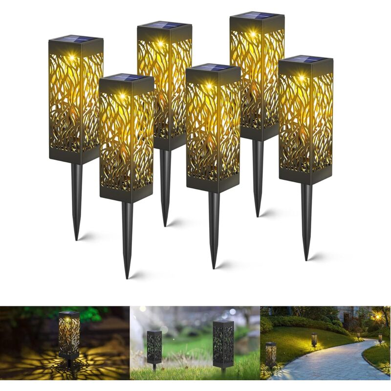 foto del prodotto 6 confezioni di luci solari impermeabili per esterni, illuminazione paesaggistica per vialetti, giardini, patio ecc.