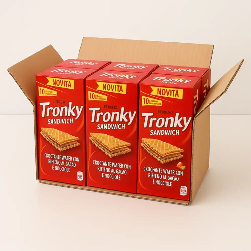 foto del prodotto 6 confezioni ferrero tronky sandwich t10 225g wafer ripieno cacao nocciole