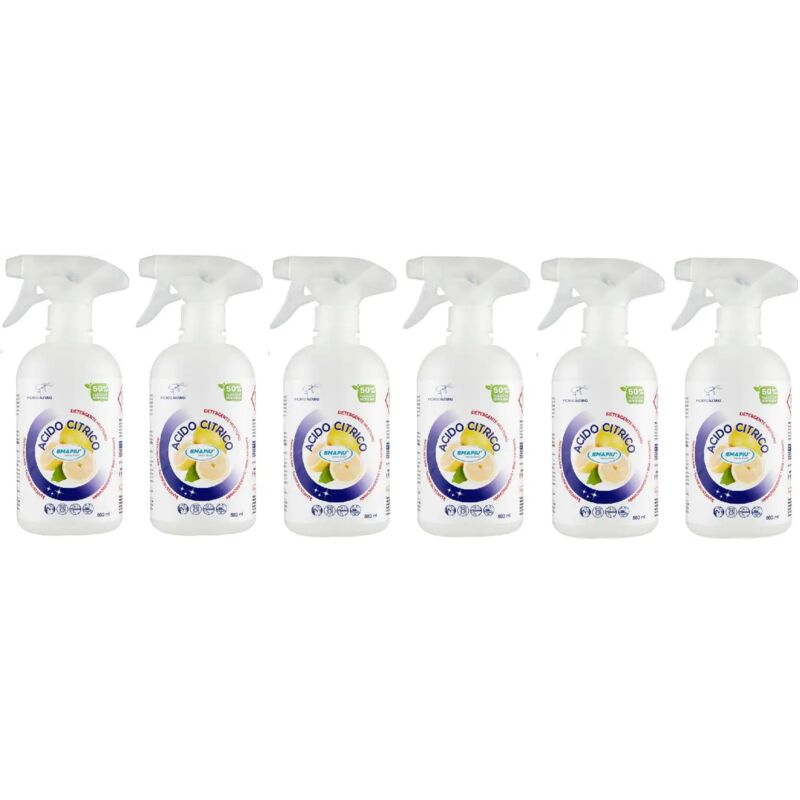 foto del prodotto 6 confezioni smapi acido citrico anidro puro 500ml, detergente multiuso naturale