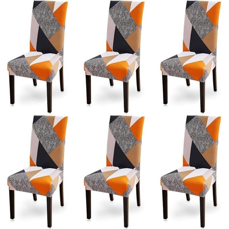 foto del prodotto 6 coprisedie elasticizzati, rimovibili, lavabili, moderni, per sala da pranzo, decorazione per bouquet da sposa, hotel, ristorante