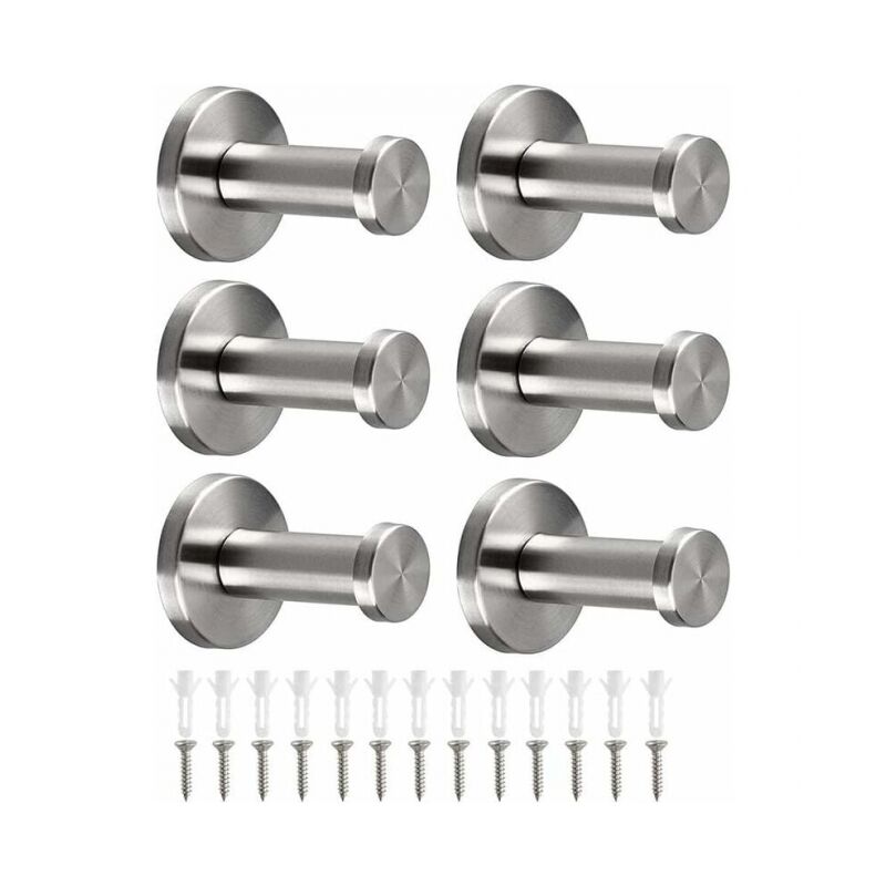 immagine 0 del prodotto 6 ganci appendiabiti da parete in acciaio inox, ganci per accappatoio, ganci per asciugamani, ganci per bagno per accappatoio, asciugamano, camera da
