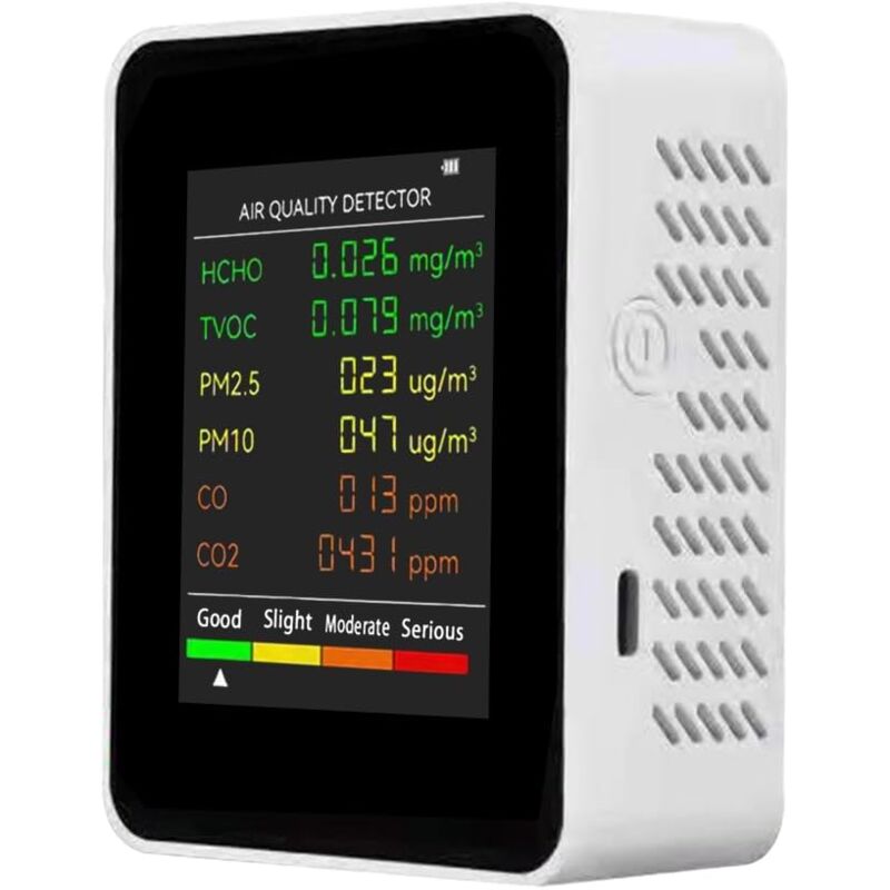 foto del prodotto 6 in 1 pm2.5 pm10 hcho tvoc co co2 rilevatore multifunzionale della qualit dell aria co anidride carbonica formaldeide monitor lcd schermo grande