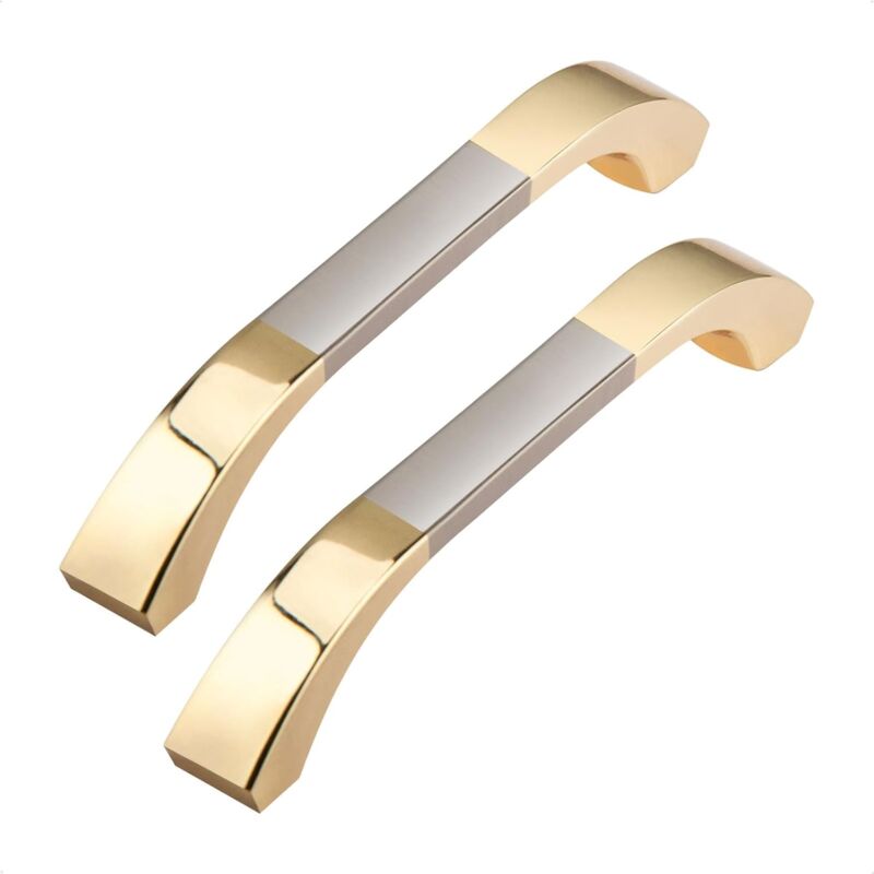 foto del prodotto 6 maniglie dorate per mobili 128mm centro foro, grace maniglie per porte moderne per mobili da cucina in oro chiaro, maniglie per mobili in lega di
