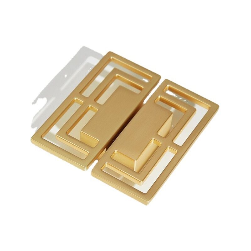 foto del prodotto 6 maniglie per cassetti dorate per mobile tv, porta tv, eleganti maniglie in rame dorato, moderno motivo cinese di buon auspicio, doppio foro da 32
