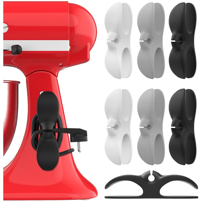 foto del prodotto 6 pezzi avvolgicavo in silicone organizer adesivo per piccoli elettrodomestici da cucina organizer per cavi domestici frullatori macchine per il