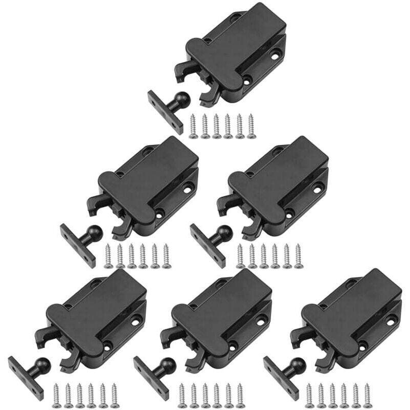 foto del prodotto 6 pezzi chiusure a pressione per armadietti, chiusure non magnetiche per cassetti, chiusure a sgancio rapido per ante di mobili e armadietti, nere